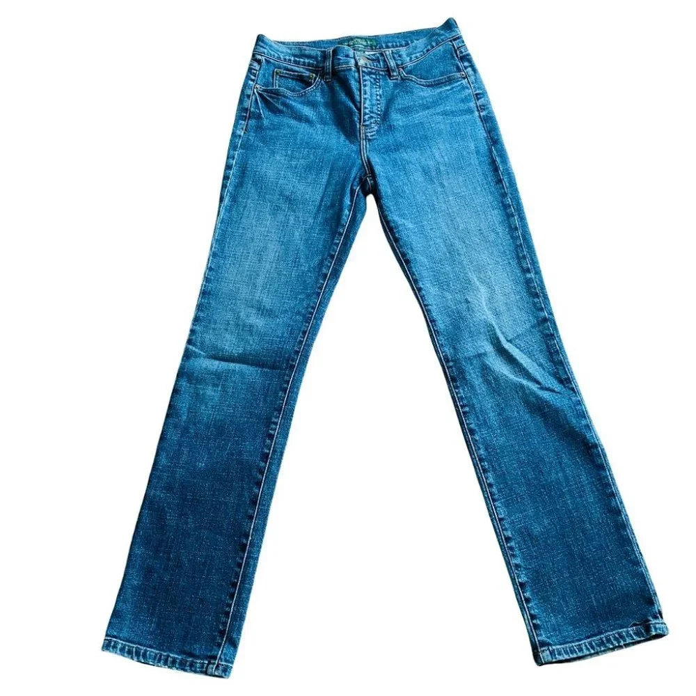 LRL Lauren Ralph Lauren Classic Straight Jeans Sz 4 Medium Wash - Picture 1 of 14